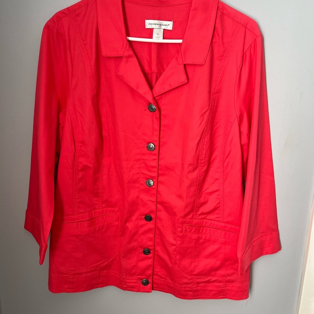 Christopher & Banks Pink Blazer with Notched Collar‎